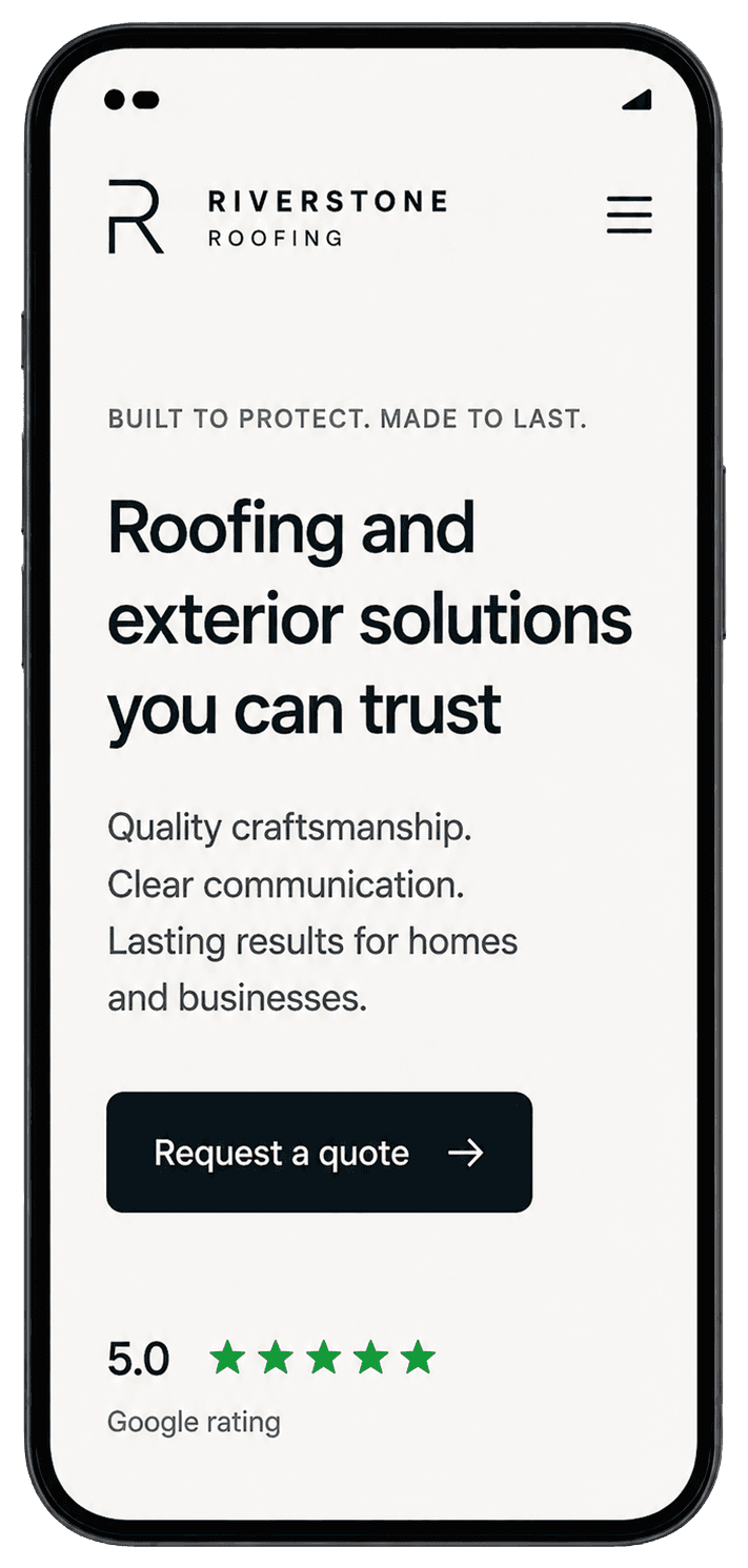 Mobile Riverstone Roofing website preview