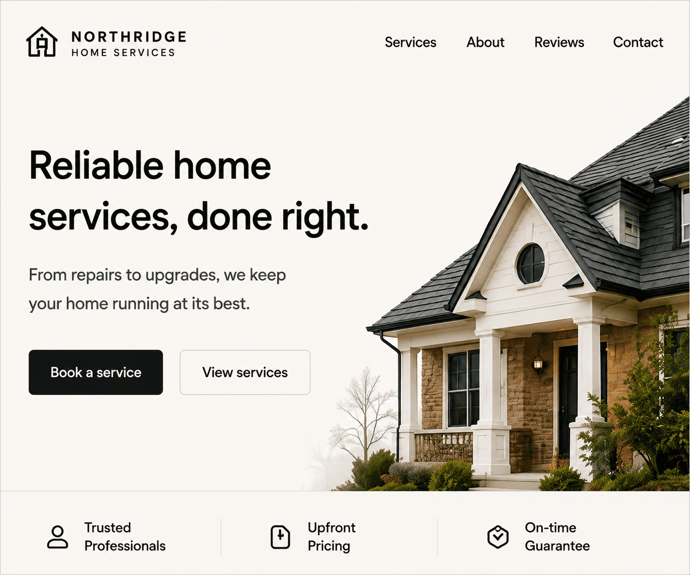 Home services website example