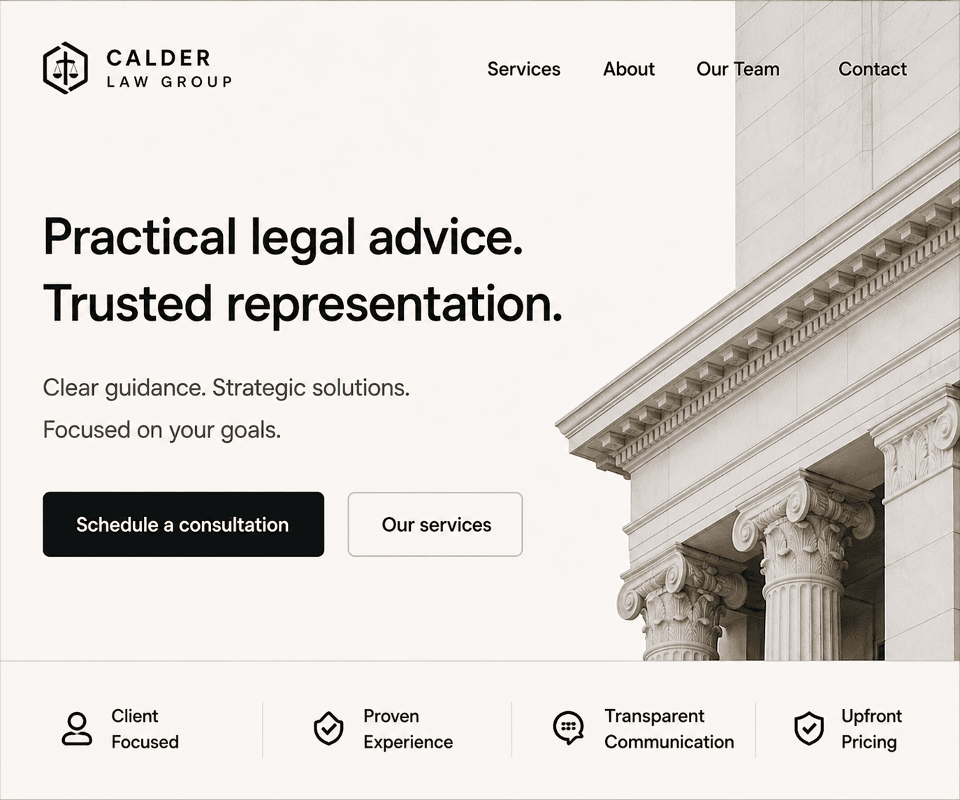 Local professionals website example