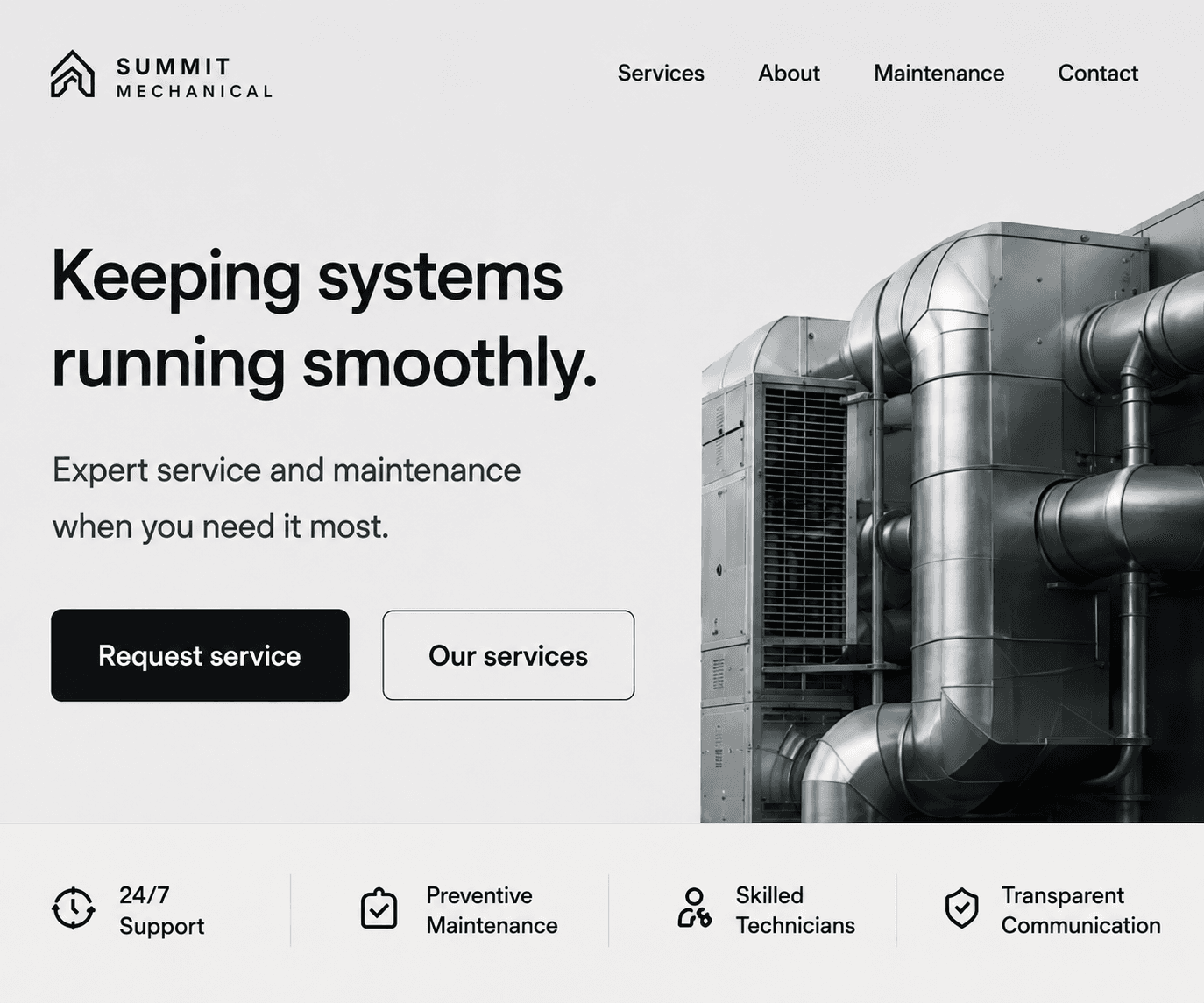 Repair and maintenance website example